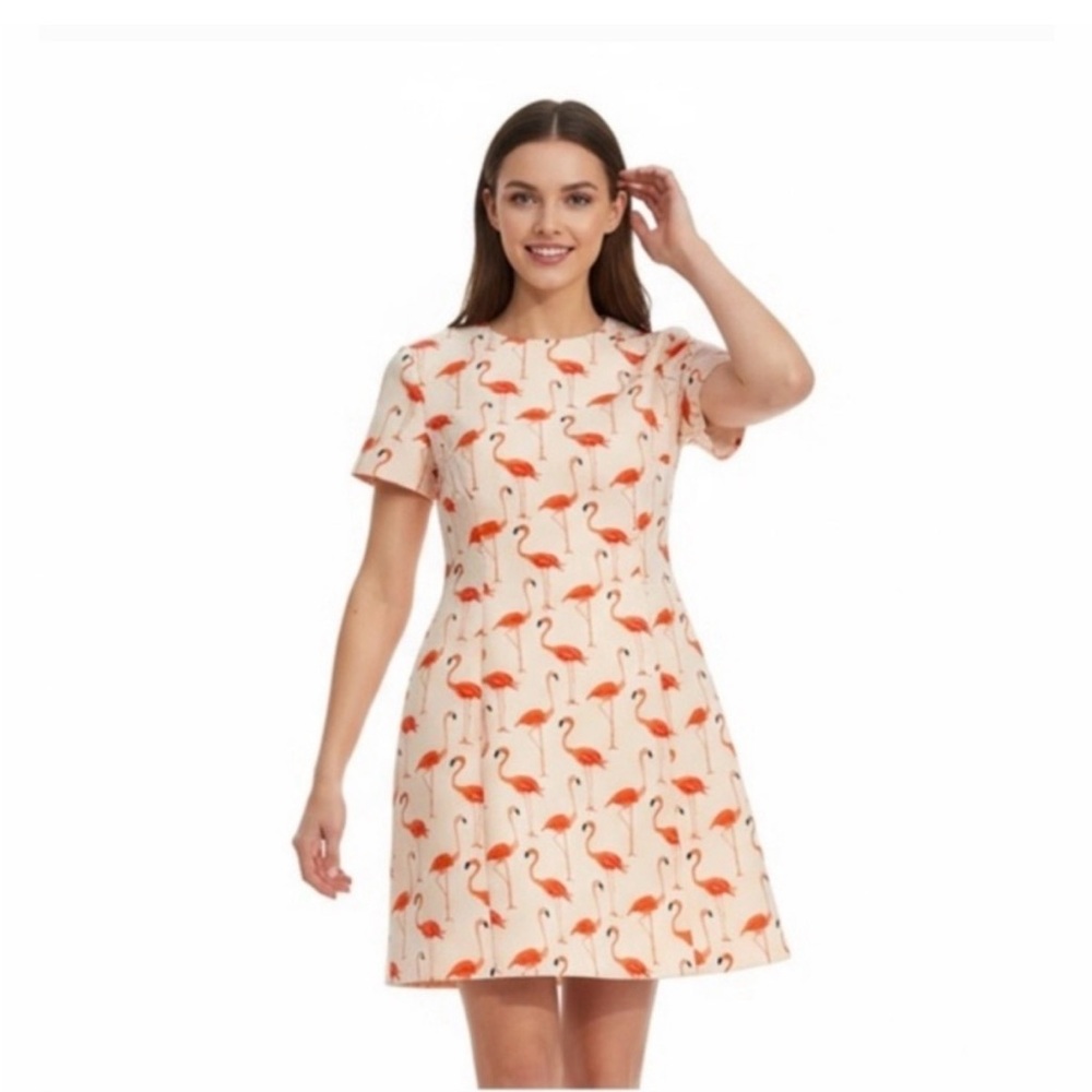 Kate Spade Cream and Orange Flamingo Mini Dress